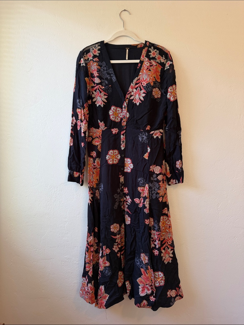 Free People Maxi Dress with Pink & Orange Florals